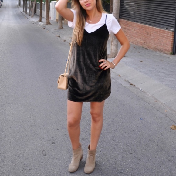 crushed velvet slip dress